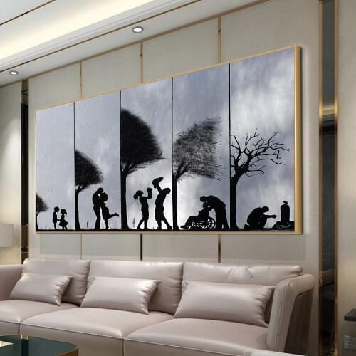 Canvas Painting Print Black and White Sketch Lifetime Witness Of Time Wall Art Pictures HDfor Live Room Decor Posters And Prints