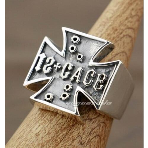 925 Sterling Silver Huge Heavy Cross Ring Mens Biker Rock Punk Ring 8Y001 US Size 7 to 15