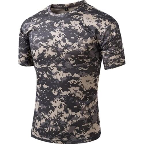Compress Tactical T-shirt Men Quick Dry Military Army Hunter Combat Mens Tight Short Sleeve Shirt Outdoor Camouflage Clothes Tee