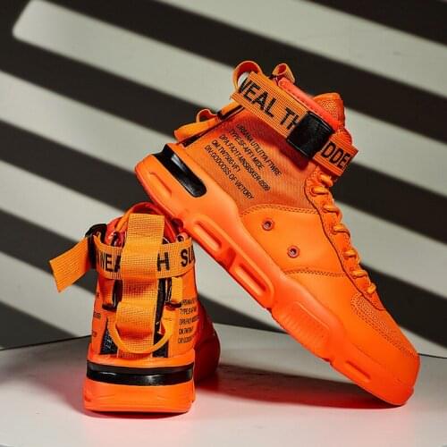 Spring Autumn Orange Sneakers Casual Men 2021 Hip Hop Chunky Man Fashion Skateboard Shoes High Sneakers for Male zapatos hombre