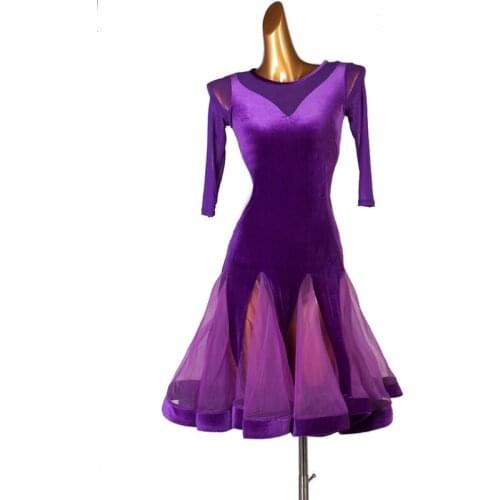 Latin Competition Dance Skirt Women 2021 New Purple Standard Latin Dancing Dress Adult Rumba Samba Latin Dance Skirt