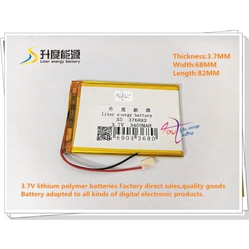 3.7V 3400mAh 376882 polymer lithium ion / Li-ion battery for tablet pc power bank gps mobile cell phone
