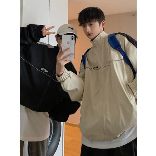 Zijun fashion Vintage casual jacket mens autumn design reflective strip overalls contrast coat winter military jackets modis