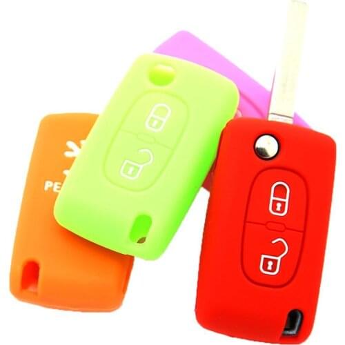 Fashion 2 Buttons Silicone Car Vehicle Remote Key Cover Case for Peugeot Citroen