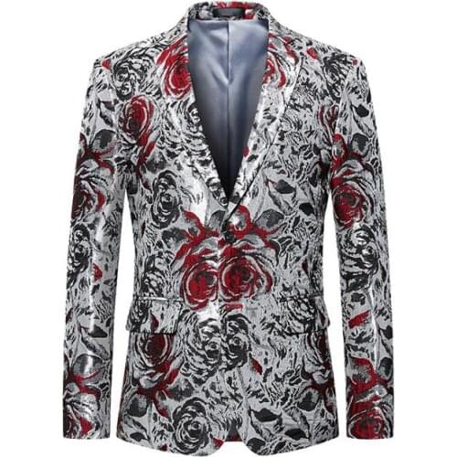 Spring autumn casual jacket men printing blazer masculino slim fit casaco jaqueta masculina Two buckles coats mens suits korean