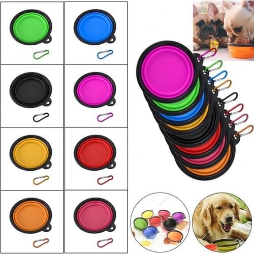 New Folding Silicone Dog Bowl Outfit Portable Travel Bowl For Dog Cat Feeder Utensils Small Dog Bowls Pet Tableware Accessories