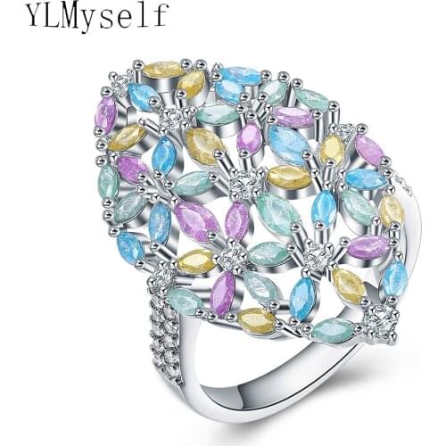 2021 New Ring Pastel Color Horse Eye Blue Yellow Green Pink Crystals Bohemia Statement Jewelry Luxury Accessories Fashion Rings
