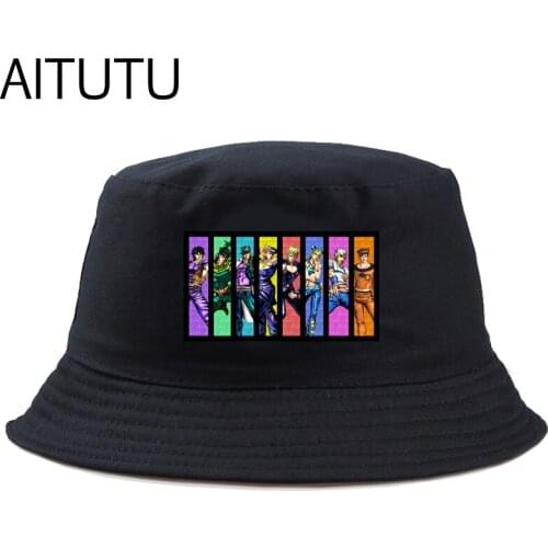 Jojos bizarre adventure bucket Hat Men Japanese anime Panama Bucket Cap The Design Flat Fisherman Hat cartoon Travel Outdoor Hat