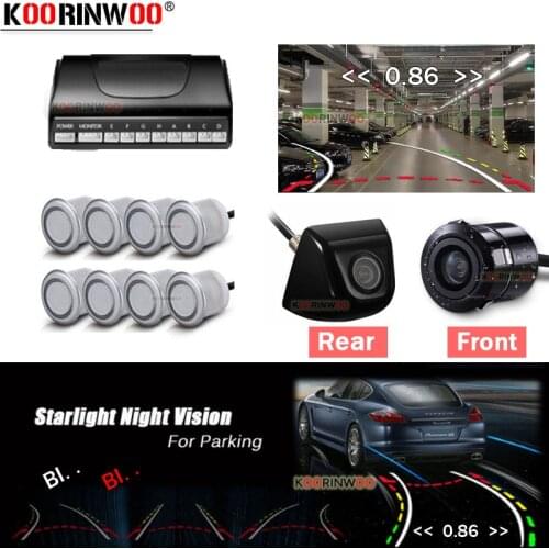 Koorinwoo Dual Core CPU Parktronic Car Parking sensors 8 Video RCA AV Dynamic Trajectory Guide Camera Front Rear Car Accessories