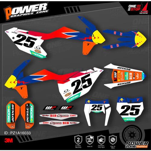 PowerZone Custom Team Graphics Backgrounds Decals 3M Stickers Kit For KTM SX SXF MX 16-18 EXC XCW Enduro 17-19 125 to 500cc 033