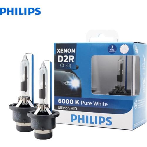 Philips D2R 6000K 35W Xenon Ultinon HID Cool Blue White Light Auto Bulb Upgrade HID Headlight Lamps Quick Start, Pair