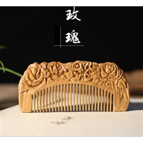 Professional Wooden Comb Handmade Hair Brush Health Care Anti-static Massage Comb Black Sandalwood Comb Wedding/ Birthday Gift