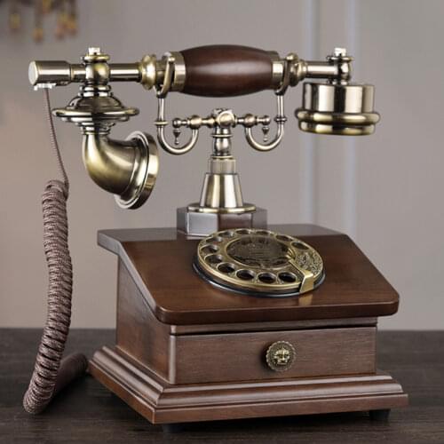 Retro Corded Rotary Telephone with Electronic Ringtone, 1 Drawer, Classic Style Dial Telephone for Home and Office Decoration