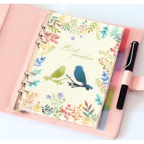 5 Pcs/Lot Bird Flower Transparent PP Separator For A5/Personal Rings Notebook 6 hole index page clapboard for Planner Sketchbook