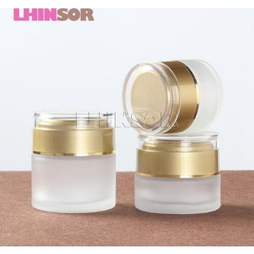 10pcs/lot 20g 30g 50g Frosted Glass Cream Jar Empty Bottles Container Cosmetic Plastic Screw Cap