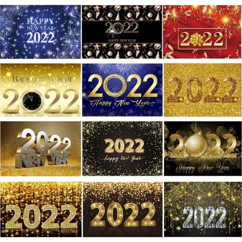 Happy New Year 2022 Backdrop Firecrackers Firework Glitter Dot Party Decorations Photography Background for Baby Photo Studio