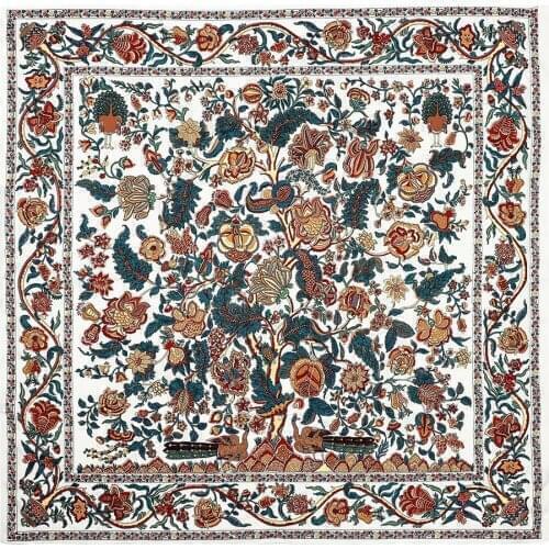 2021 New Design Fortune Tree Scarf For Ladies Luxury Brand Silk Scarf Big Square Scarf Women Neckerchief Twill Sunscreen Shawl