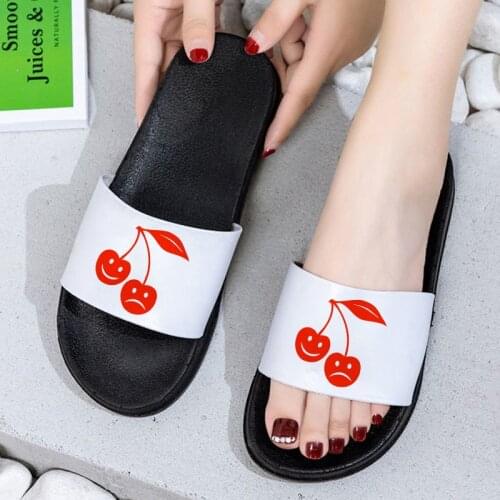 Women Shoes 2021 Fashion Fruit Cherry Print Indoor Home Slippers Non-slip Summer Beach sandals Bathroom floor filp flops women
