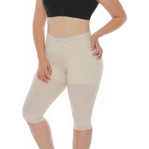 High Waist Knee Length Shaping Shorts Butt Lifting Anti-Rolling Shapewear Bodysuit Women Lace