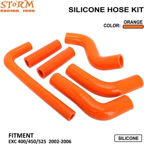 Moto Bike Orange Silicone Radiator Heater Coolant Water Hose For KTM EXC400 EXC450 EXC525 EXC 400 450 525 2002-2006 Motorcross