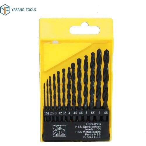 13pcs/set Twist Drill Bit 1.5-6.5mm Titanium Coated HSS Gun Drill Bit Round Shank Wood Plastic Metal Hole Cutter