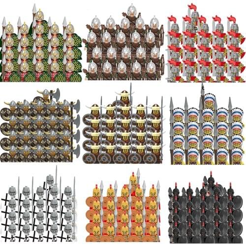 Medieval Military Figures Weapons Roman Building Blocks Knight Sets Parts Lord Warrior Sword Accessories Compatible Kits Toys