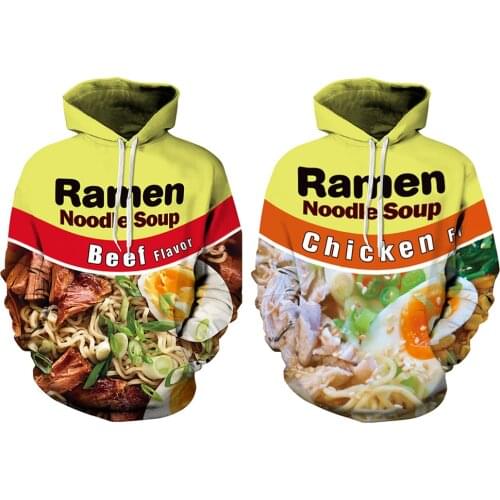 Ramen 3D Printed Hoodies Noodles Food Fashion Sweatshirt Men Women Funny Oversized Hoodie Pullover Harajuku Streetwear Coat Male