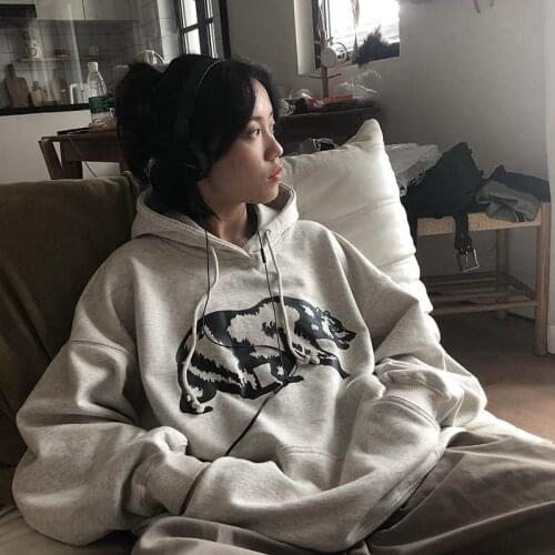 SUNOWE Hoodies For Teen Girls Mens Fashion Winter Autumn Printed Cartoon Bear Long Sleeve Couple Hoodies Sweater Blouse Tops