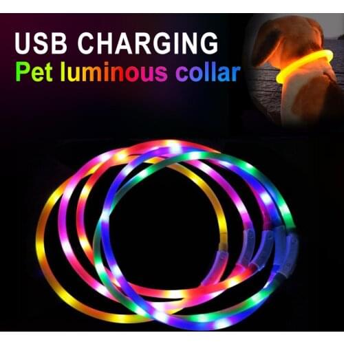 USB Led Luminous Dog Collar Glowing Rechargeable Safety Night Light Cat Necklace Puppy Dog Collars Waterproof Flash Pets Collars