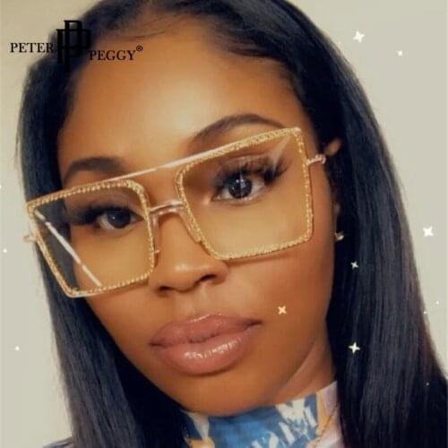 Vintage Square Glasses Women Frames Rhinestone Fashion Glasses With Clear Lenses Diamond Prescription Myopia Glasses Frames