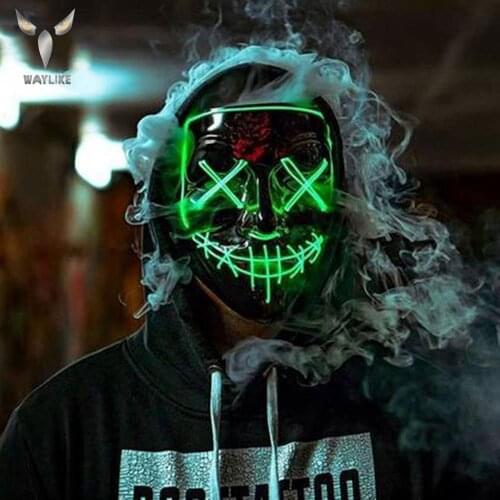 WAYLIKE Halloween Led Mask Party Masque Masquerade Mask Neon Maske Light Glow In The Dark Mascara Horror Mask Glown