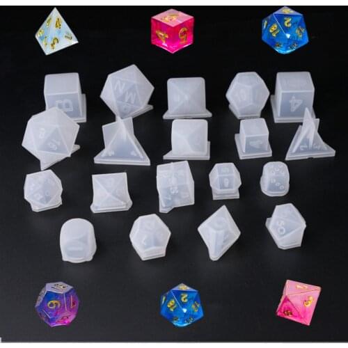 DIY Crystal Dice Mirror Silicone Mold Round UV Epoxy Resin casting Mould Digital Game