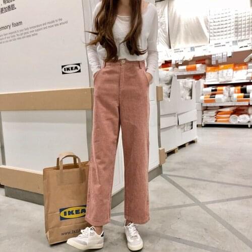 Vintage Corduroy Pants Women 2019 Autumn Winter High Waist Ankle Length Harem Pants Casual Long Pants Femme Loose Trousers