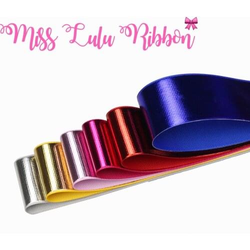 1-1/2"38mm Colorful Full Gold Foil Grosgrain Ribbon Solid Color Hair Band Making DIY Xmas Party Decor 50yards/roll