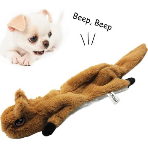 1pc Pet Plush Toys Squeak Pet Animal Shape Wolf Stuffed Animal Dog Chew Whistle Squeaky Wrapped Squirrel Dog Toys Pet Supplies