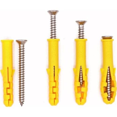 1 Pack Small Yellow Plastic bolts expansion tube stainless steel screw home improve wall hang fixed
