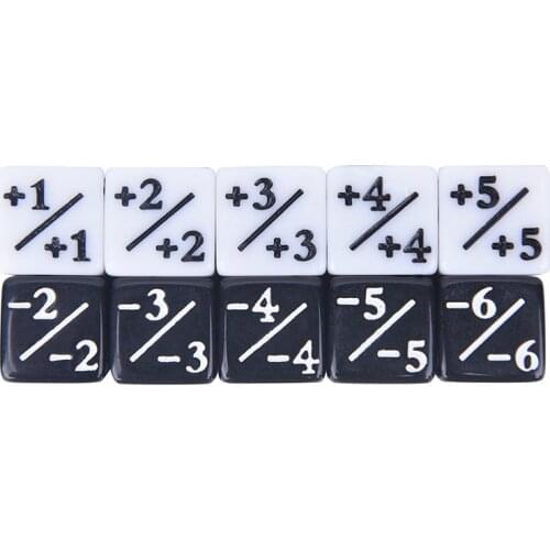 10 Pieces Dice Counters 5 Positive +1/+1 & 5 Negative -1/-1 For Magic The Gathering Table Game Funny Dic Wholesale
