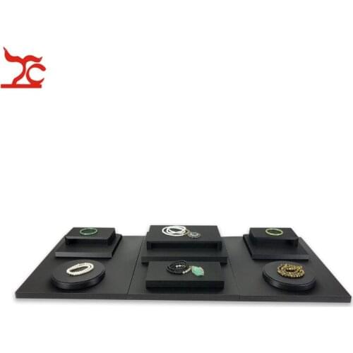 12Pcs/Lot Black Soft PU Jewelry Counter Showcase Kit Necklace Bracelet Jewelry Display Tray Holder Jewelry Store Cabinet Board