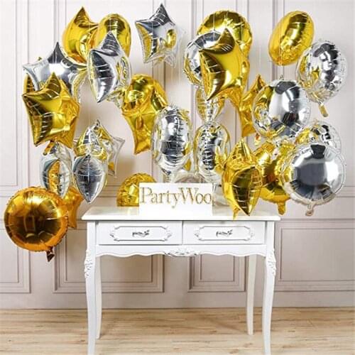 18inch Gold Heart Balloon Garland Moon Stars Banner Wedding Birthday Party Decor Gender Reveal Backdrop Christmas Foil Balloons