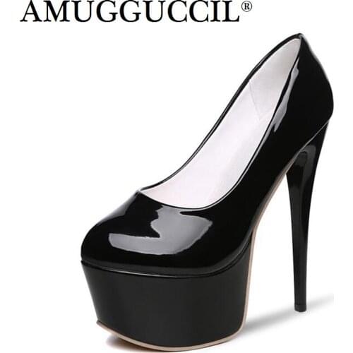 2020 New Plus Big Size 31-48 Black Red White Fashion Sexy 16CM High Heels Platform Party Females Lady Shoes Women Pumps D1212