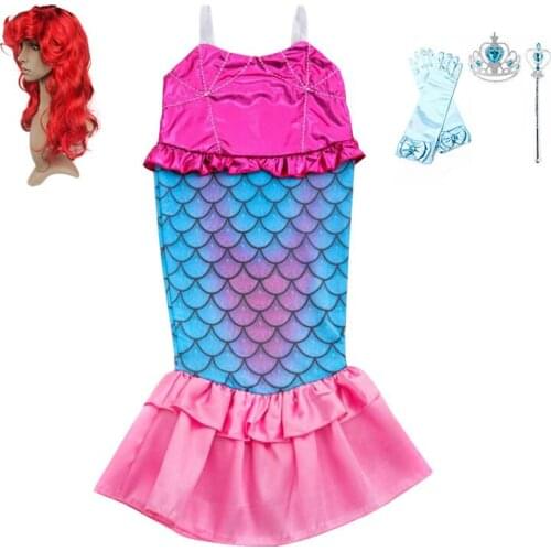 2021 Girls Princess Dress Little Mermaid Swimsuit Bathing Suit Halloween Party Fancy Costume Kids Baby Carnival Birthday Clothes