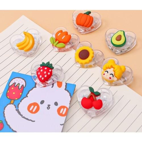 5pcs/ Pack Transparent Paper Clamp Clip Love Heart Clips Fruit Strawberry