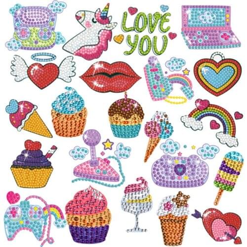 5D DIY Diamond Painting Stickers Kits for Kids, Catoon Theme Mosaic Stickers Paint with Diamonds by Number Kit Easy to DIY