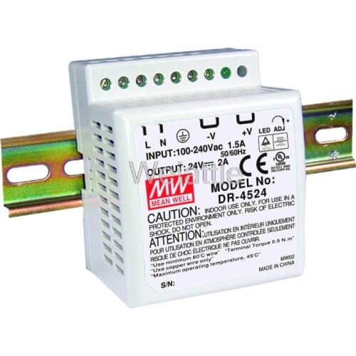 5V 12V 15V 24V MEAN WELL 2A 2.8A 3.5A 5A 45W Single Output Industrial DIN Rail Power Supply DR-4505 DR-4512 DR-4515 DR-4524