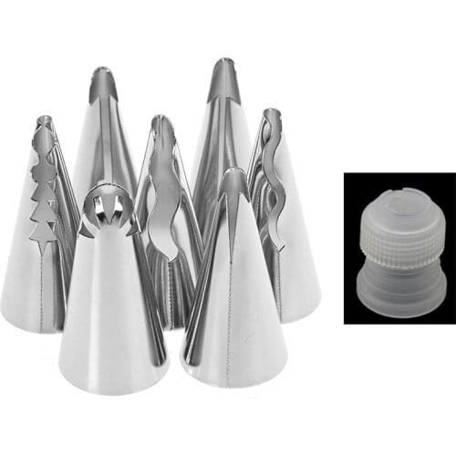 8pc/Set Russian Doll Skirt Icing Piping Nozzles Stainless Steel Flower Cream Pastry Tips Nozzles Cupcake Cake Tool +Converter