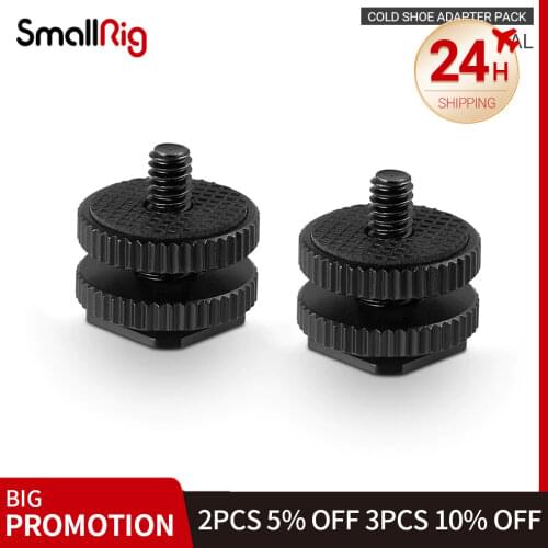 SmallRig DSLR Camera Cold Shoe Adapter with 3/8" to 1/4" Thread (2pcs Pack) Quick Release for Monitor Flash Light Suppport 1631