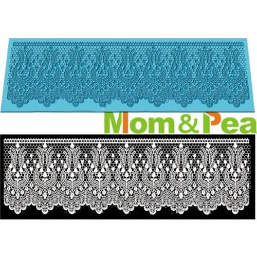 Mom&Pea MPL512 Free Shipping Lace Mold Cake Decoration Fondant Cake 3D Mold Food Grade Silicone Mould