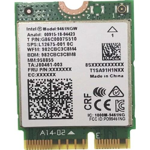 Wireless For Intel 9461NGW 9461 NGFF CNVi Dual Band 802.11ac 433Mbps Bluetooth 5.0 WiFi Card