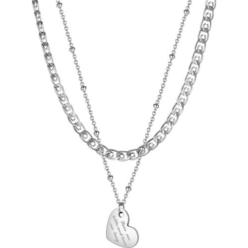 Cyue Double-layer Titanium Steel Necklace Heart Pendant Chain For Women Fashion Jewelry ZYN060 Birthday Gift