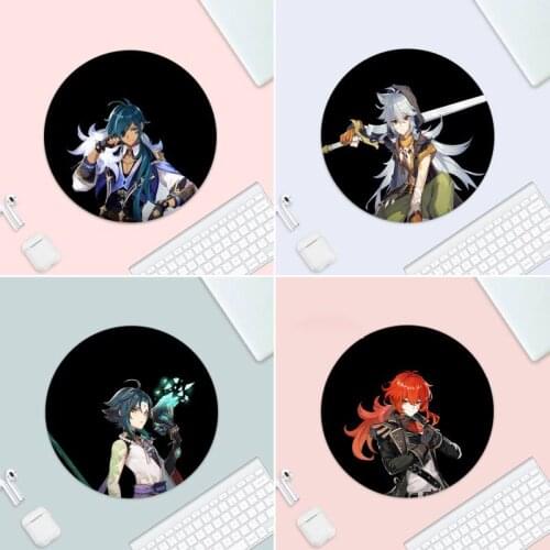 Genshin Impact Characters Anime Customized laptop Gaming Small Rubber Desk Table Protect Game Office Work Round Mouse Mat pad